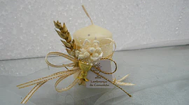 C11302 - Vela perola decorada a dourado para comunhão