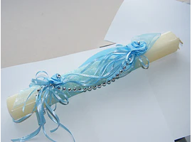 C9095 - Vela quadrada para Batizado decorada azul